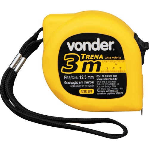 Trena com fita de a�o 12,5 mm x 3 m com trava