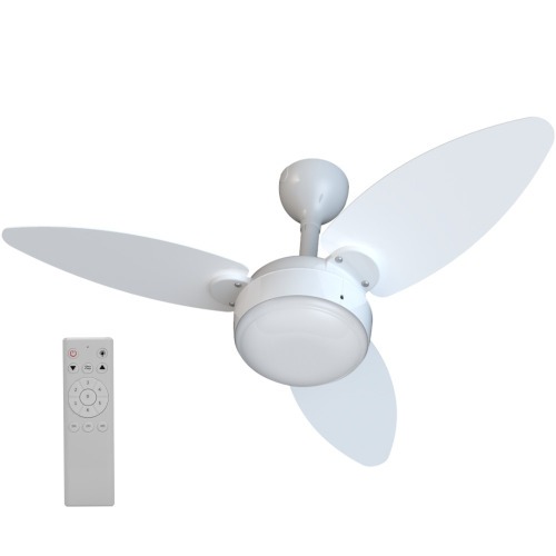 Ventilador de teto 3 p�s Inverter dupla face branco/cinza com controle remoto - Elluz  110V/220V