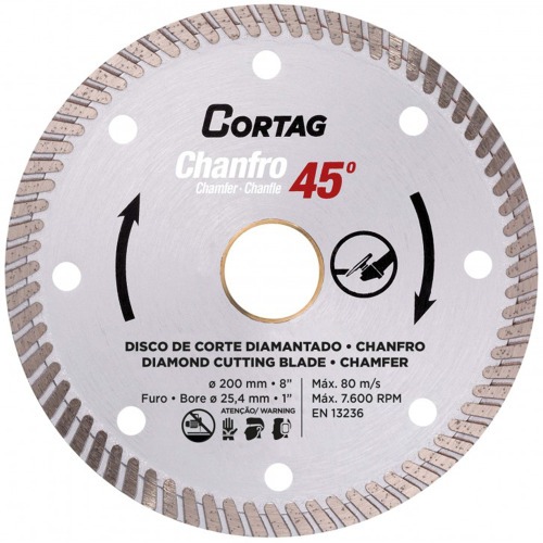 Disco diamantado 200 mm para corte chanfrado 45° para cerâmica e mármore - 61681 Disco diamantado 200 mm para corte chanfrado 45° para cerâmica e mármore - 61681