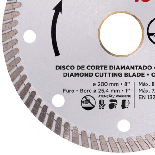 Disco diamantado 200 mm para corte chanfrado 45° para cerâmica e mármore - 61681 Disco diamantado 200 mm para corte chanfrado 45° para cerâmica e mármore - 61681