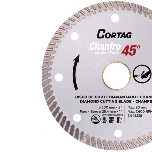 Disco diamantado 200 mm para corte chanfrado 45° para cerâmica e mármore - 61681 Disco diamantado 200 mm para corte chanfrado 45° para cerâmica e mármore - 61681