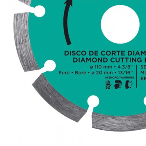 Disco diamantado segmentado 110 mm para concreto e alvenaria - 61699