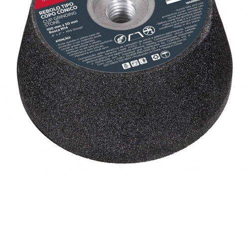 Rebolo cônico para esmerilhadeira angular 100mm rosca M14 G120 Rebolo cônico para esmerilhadeira angular 100mm rosca M14 G120