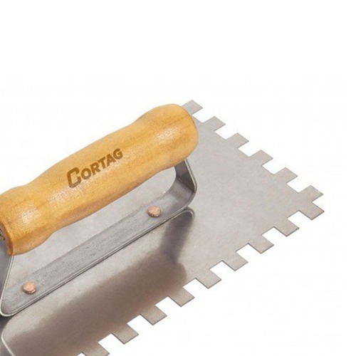 Desempenadeira em a�o dentada com cabo de madeira 10x10mm - 60904