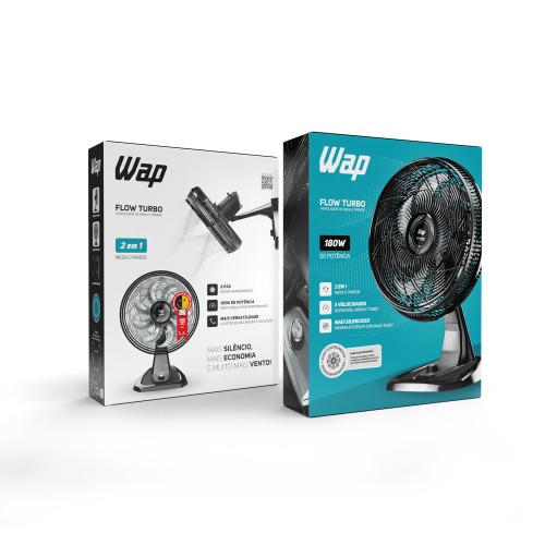 Ventilador de mesa e parede silencioso 50 cm 8 p�s 3 velocidades - Flow Turbo  220V