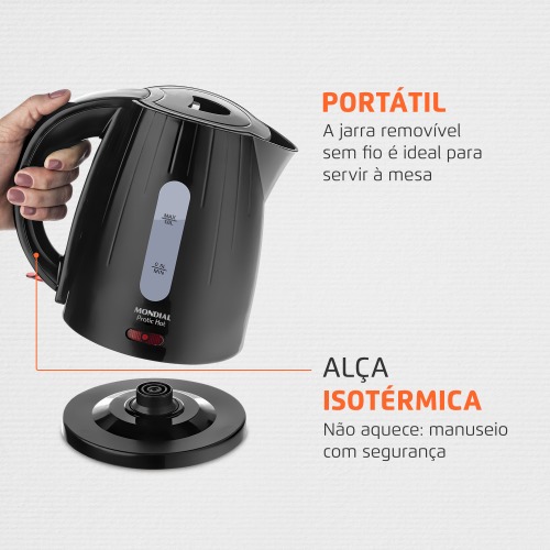 Chaleira el�trica 1 litro 1.200 watts Pratic Hot - CE-07  110V