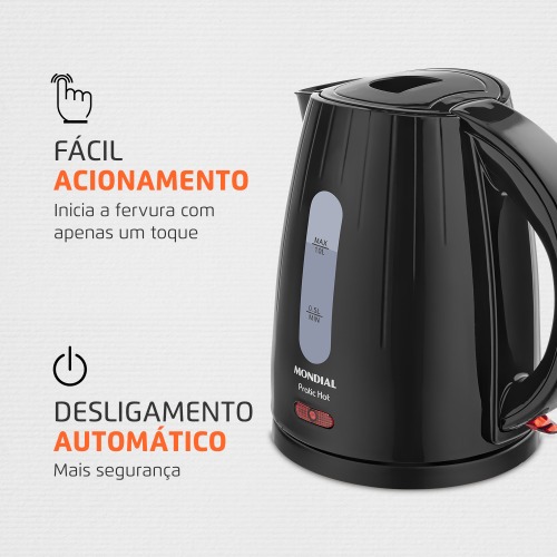 Chaleira el�trica 1 litro 1.200 watts Pratic Hot - CE-07  220V