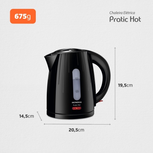 Chaleira el�trica 1 litro 1.200 watts Pratic Hot - CE-07  220V