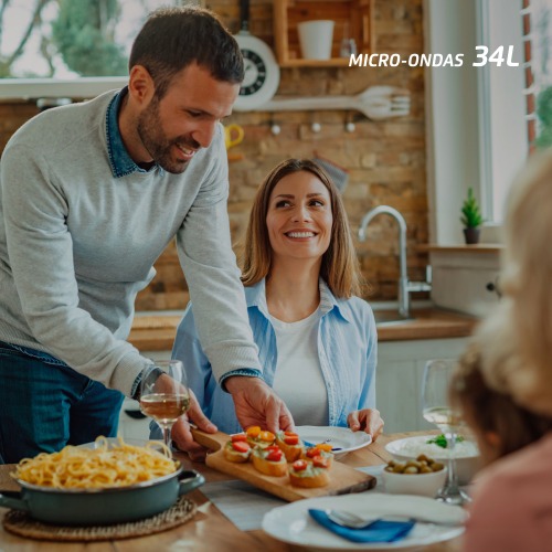 Micro-ondas 34 litros 1400W espelhado 10 n�veis de pot�ncia - MO-02-34-E  110V