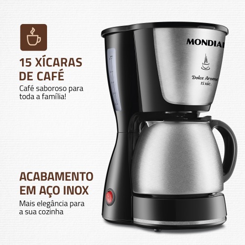 Cafeteira el�trica 550W jarra inox 15 x�caras Dolce Arome - C-34 JI-15X  220V