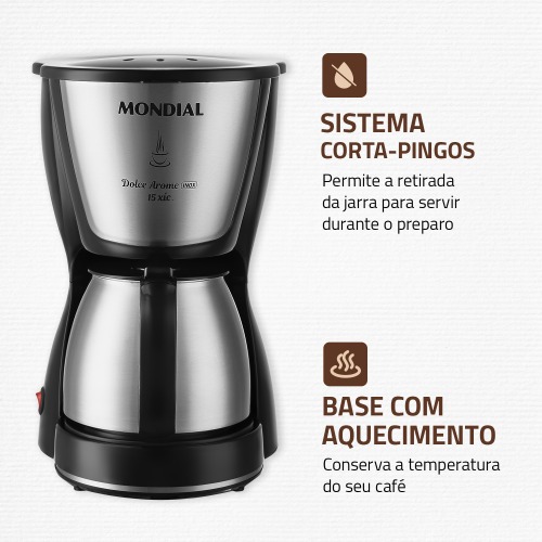 Cafeteira el�trica 550W jarra inox 15 x�caras Dolce Arome - C-34 JI-15X  220V