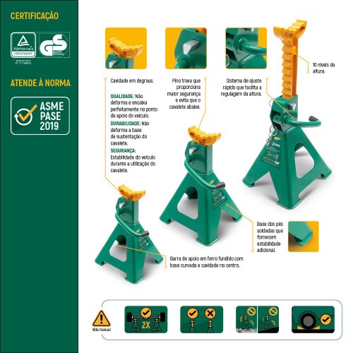 Cavalete mec�nico com capacidade 2 toneladas 2 pe�as