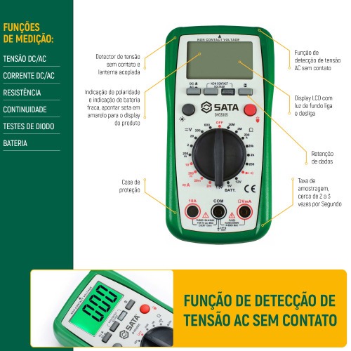 Multímetro digital com medição sem contato 600V CAT II DC/AC - STDY03005 Multímetro digital com medição sem contato 600V CAT II DC/AC - STDY03005