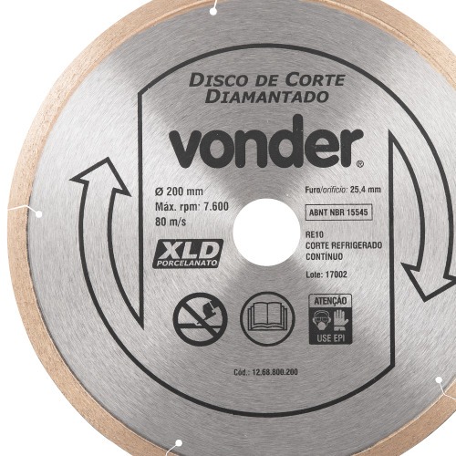 Disco diamantado cont�nuo 200 mm para porcelanato