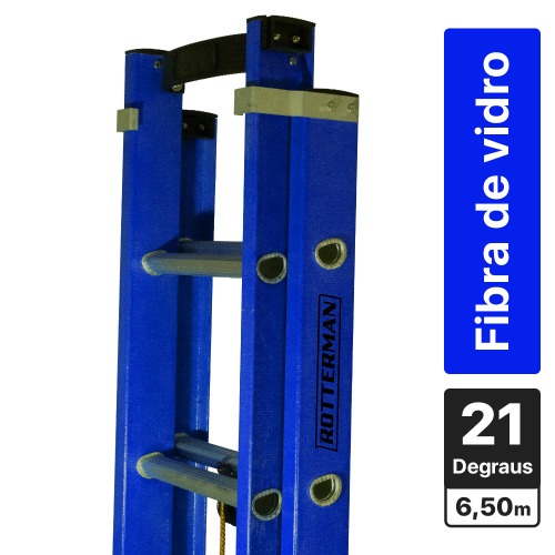 Escada de fibra de vidro extens�vel 3,8 x 6,5 m 21 degraus - Premium