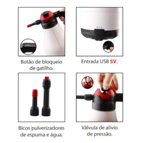 Aplicador de detergente Snow Foam 1,8L a bateria 7,2v - SGT-8610