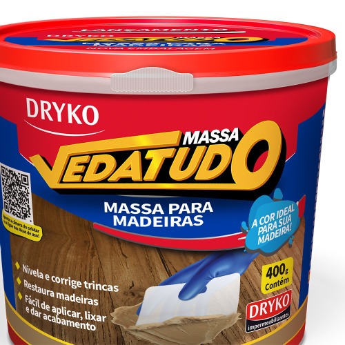 Massa para madeira reparo e calafeta��o 400 g - Vedatudo