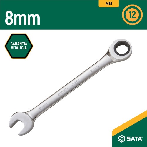 Chave combinada com catraca 8 mm a�o cromo van�dio - ST43201ST