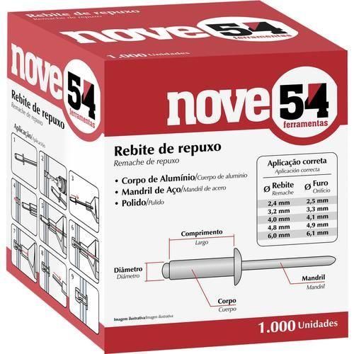 Rebite de repuxo em alum�nio de 4,0 x 10 mm caixa com 1000 pe�as 