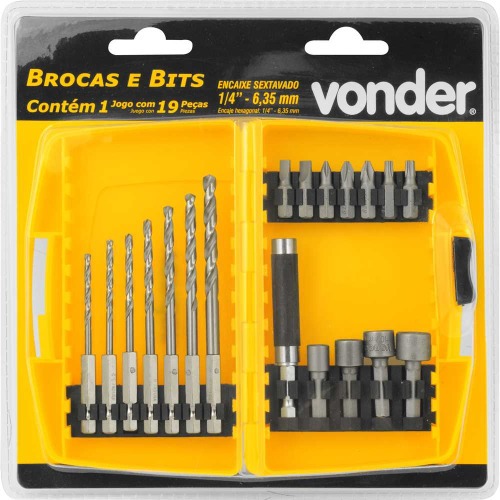 Jogo combinado brocas e bits com 19 pe�as 