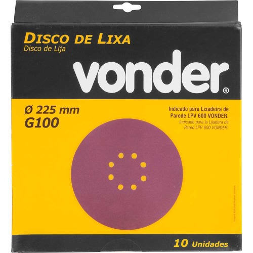 Disco de lixa com 225 mm gr�o 100 com 10 pe�as