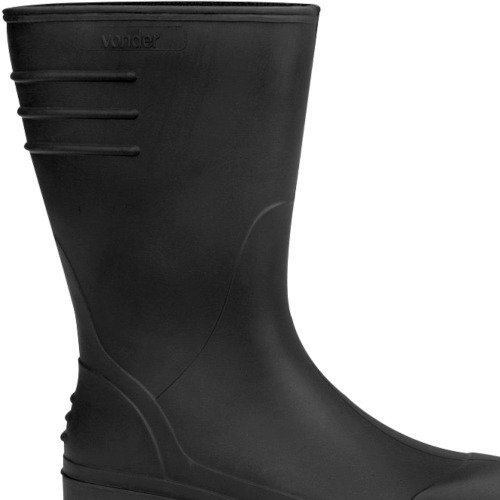 Bota de PVC preta cano m�dio com forro  