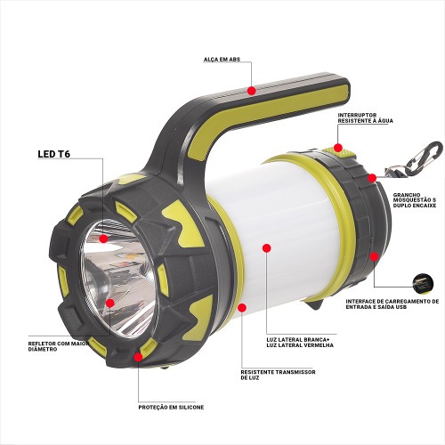 Lanterna holofote Led recarreg�vel T6 - Explorer Delta