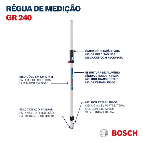 R�gua de medi��o para n�vel a laser alcance de 2,4 m - GR 240