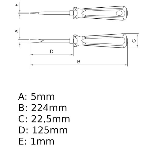 Chave de fenda 3/16 x 5