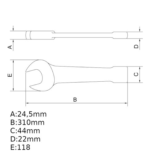 Chave fixa de bater 55 mm A�o cromo van�dio
