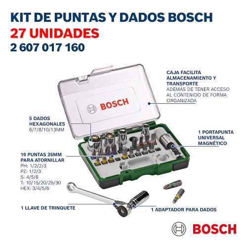 Jogo de pontas e soquetes para parafusar com 27 pe�as - Kits Extra Hard
