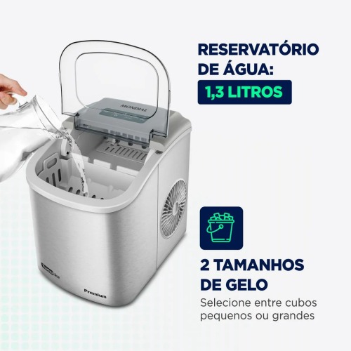 M�quina de Gelo 12 kg Turbo Ice Premium cinza MG-12-GI   110V