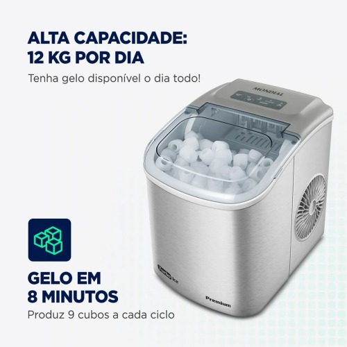 M�quina de Gelo 12 kg Turbo Ice Premium cinza MG-12-GI   110V