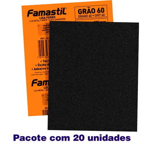 Kit 20 Folhas de lixa para ferro grão 60 - F51.10 Kit 20 Folhas de lixa para ferro grão 60 - F51.10