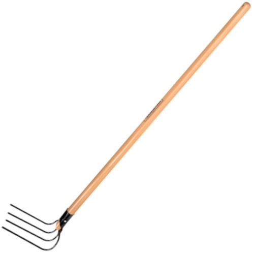 Forcado curvo de arame 4 dentes com cabo de madeira 120 cm Forcado curvo de arame 4 dentes com cabo de madeira 120 cm