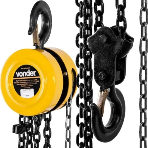 Talha manual com capacidade de 500 kg e 5 metros de corrente	