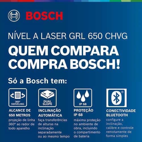 N�vel a laser verde com alcance de 70 metros rotativo - GRL 650 CHVG