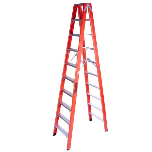 Escada tesoura dupla em fibra de vidro 10 degraus 3 m - ESC10300