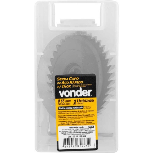 Serra copo de aço rápido 65 mm para inox Serra copo de aço rápido 65 mm para inox