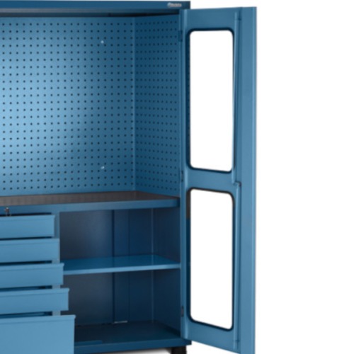 Armário para ferramentas com 1 prateleira 5 gavetas e porta com visores em vidro - AM-1003 Armário para ferramentas com 1 prateleira 5 gavetas e porta com visores em vidro - AM-1003