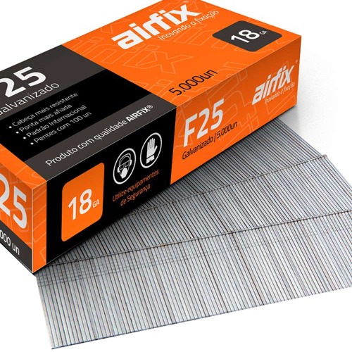 Pino para pinador pneumático tipo F 1,05 x 25 mm com 5.000 peças - F25 Pino para pinador pneumático tipo F 1,05 x 25 mm com 5.000 peças - F25