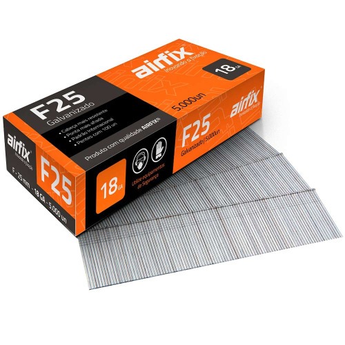 Pino para pinador pneumático tipo F 1,05 x 25 mm com 5.000 peças - F25 Pino para pinador pneumático tipo F 1,05 x 25 mm com 5.000 peças - F25