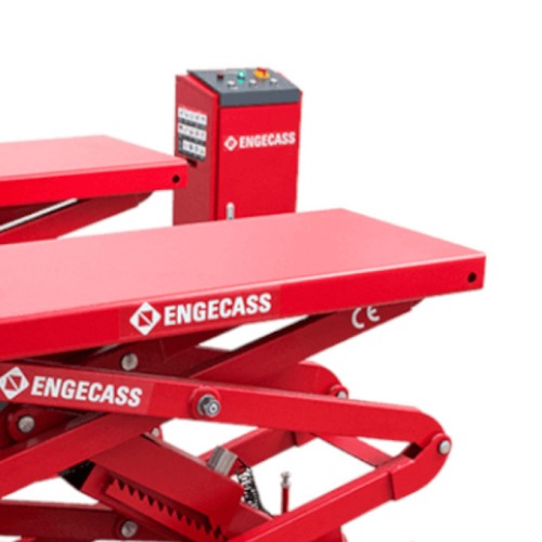 Elevador automotivo hidr�ulico pantogr�fico 3,5 T de embutir trif�sico vermelho - SL-3500
