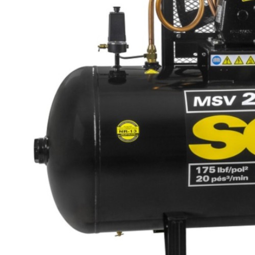Compressor de ar 20 p�s 250L 5 hp 175 libras Trif�sico - Max MSV 20/250