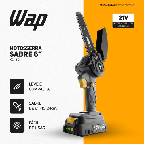 Motosserra a bateria 21V sabre de 6