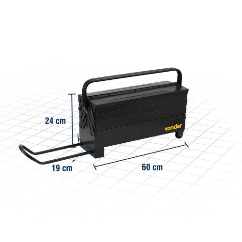 Caixa metálica para ferramentas com 7 gavetas 60,0 x 19,0 x 24,0 cm com roda Caixa metálica para ferramentas com 7 gavetas 60,0 x 19,0 x 24,0 cm com roda