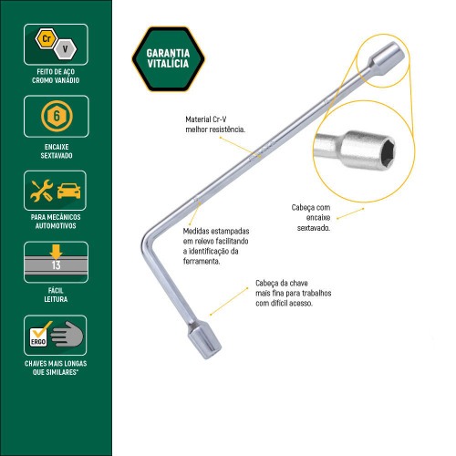 Chave biela sextavada 17 mm a�o cromo van�dio - ST47520L