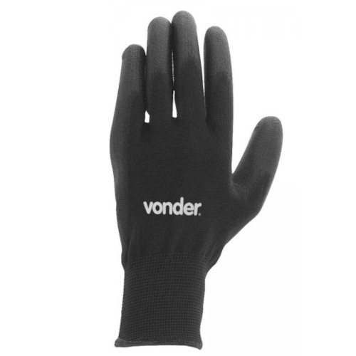 Luva de poli�ster com poliuretano preta tamanho 10 - PPV 1010