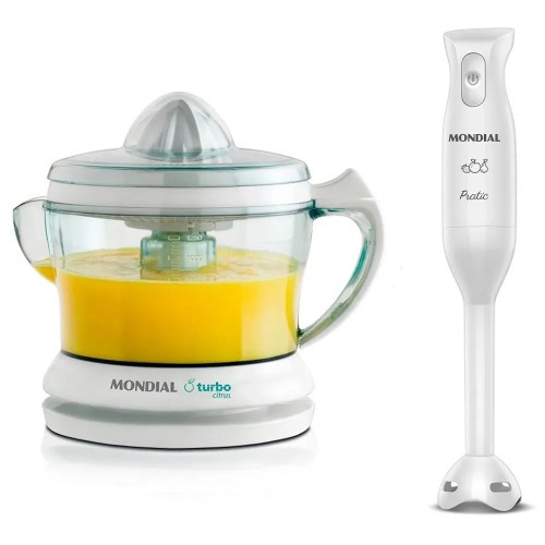 Kit Espremedor de frutas Power Turbo Citrus E-01 + Mixer elétrico M-15-W 110V Kit Espremedor de frutas Power Turbo Citrus E-01 + Mixer elétrico M-15-W 110V