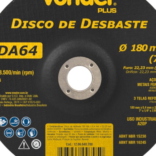 Disco de desbaste 180 x 6,4 x 22,23 mm